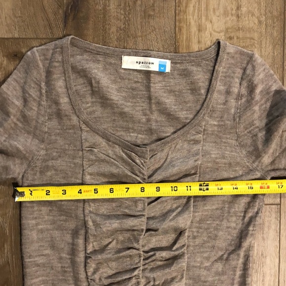 ANTHRO / SPARROW Merino Wool Snap Front Ruched Cardi Sweater - Picture 8 of 8